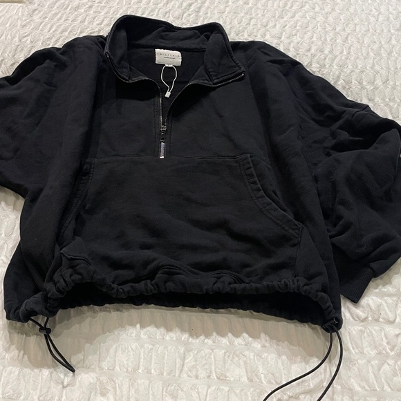 🌟 AllFenix Black Half Zip Drawstring Pullover Size Large | Athleisure Hoodie - Picture 3 of 13